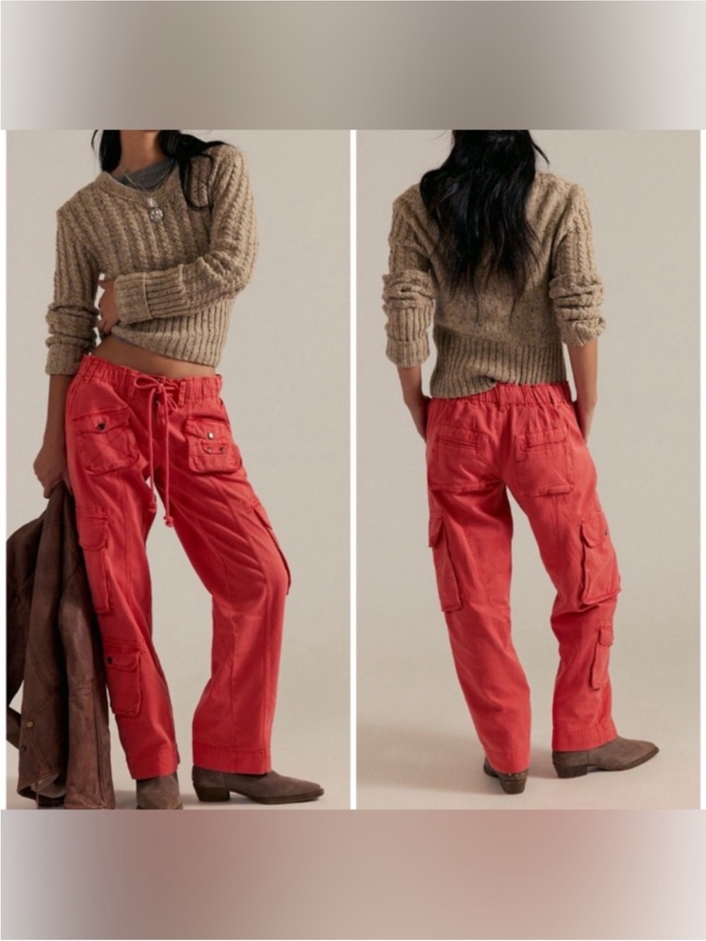NWT Free People We The Free Tahiti Cargo Pants - paprika red earth - XS, Small